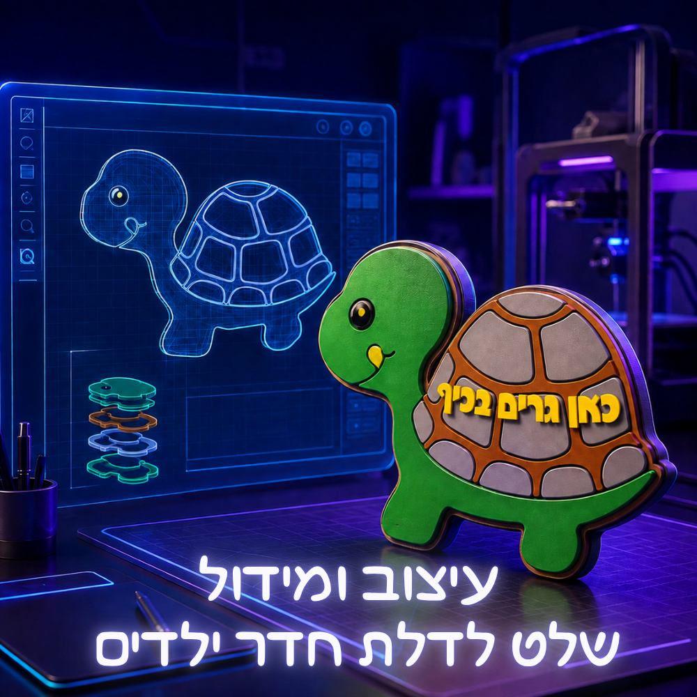 עיצוב ומידול שלט לדלת חדר ילדים